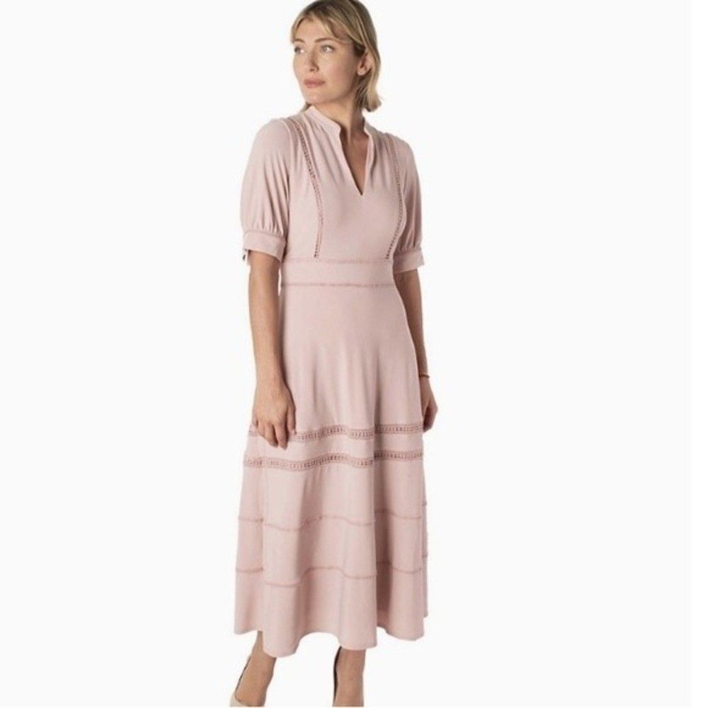 Taylor Woman V-Neck Short Sleeve Midi Dress New with Tags NWT 24W 222F